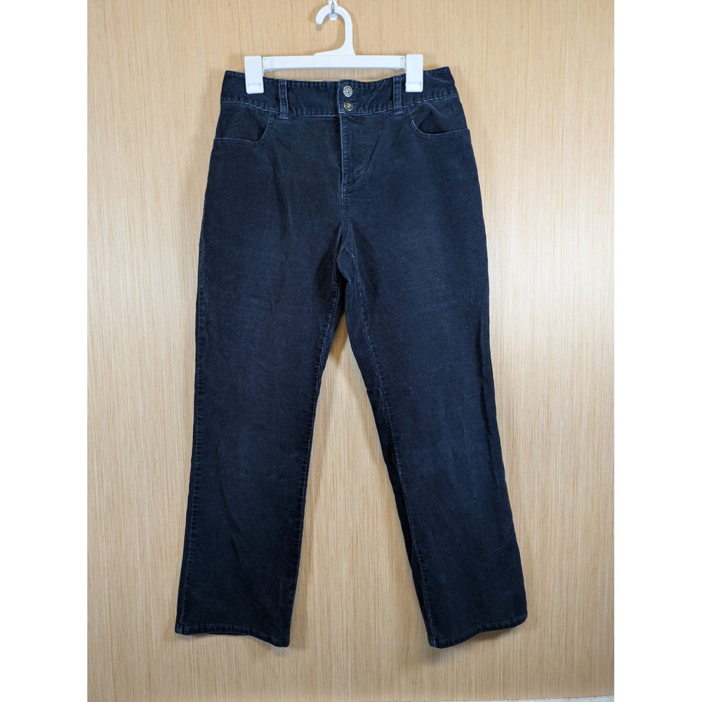 Sonoma Goods For Life Women Navy Blue Corduroy Straight Leg Stretch Pants 10